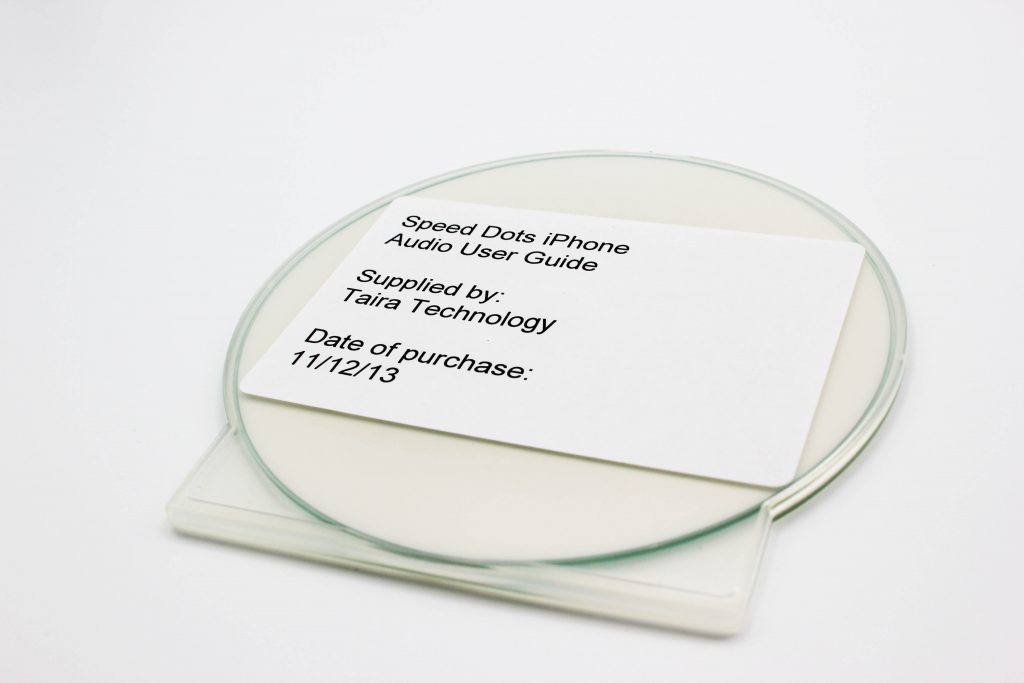 A small label on a CD case.